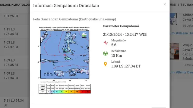 ï»¿Gempa Hari Ini Senin 21 Oktober 2024: Terjadi 9 Kali Getarkan Indonesia di Awal Pekan - News berita69.org