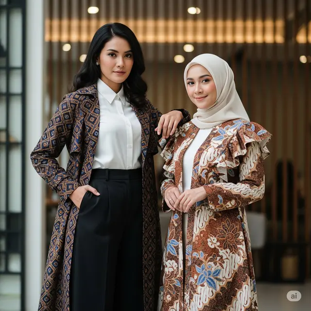 14 Model Outer Batik Lengan Panjang Wanita Kekinian, Tampil Awet Muda & Stylish - Hot berita69.org