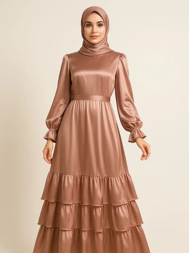 5 Model Long Dress Muslim Satin Silk yang Lagi Tren, Cocok untuk Acara Resmi dan Santai di 2025 - Hot berita69.org