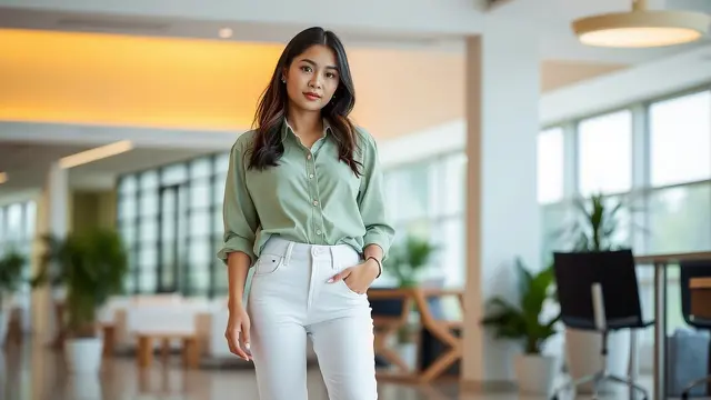 6 OOTD Pakai Celana Jeans Putih agar Tampil Kece, Bisa Buat Kantor dan Hangout - Hot berita69.org