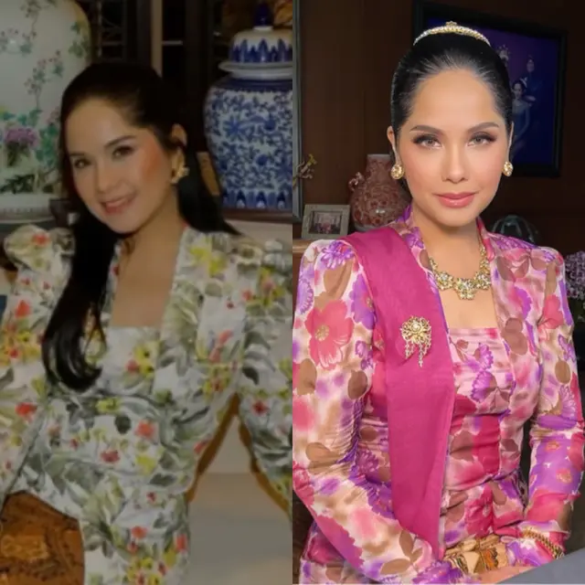 6 Potret Annisa Pohan Pakai Kebaya Kutu Baru Motif Bunga, Sandal Hermes, dan Anting Subeng - Hot berita69.org