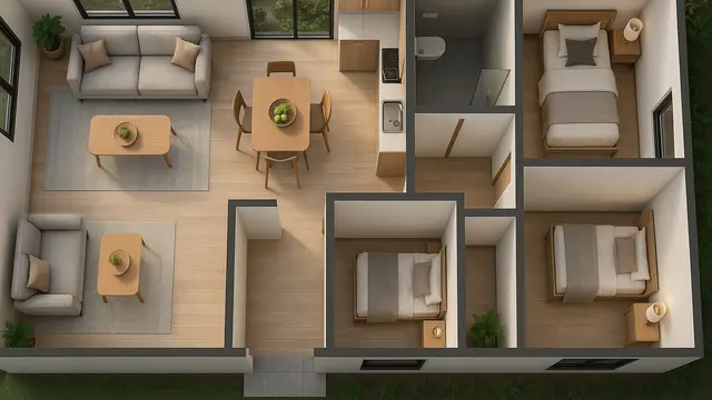 7 Desain Rumah 6x12 1 Lantai 3 Kamar Tidur, Nyaman untuk Keluarga Kecil Kekinian - Hot berita69.org