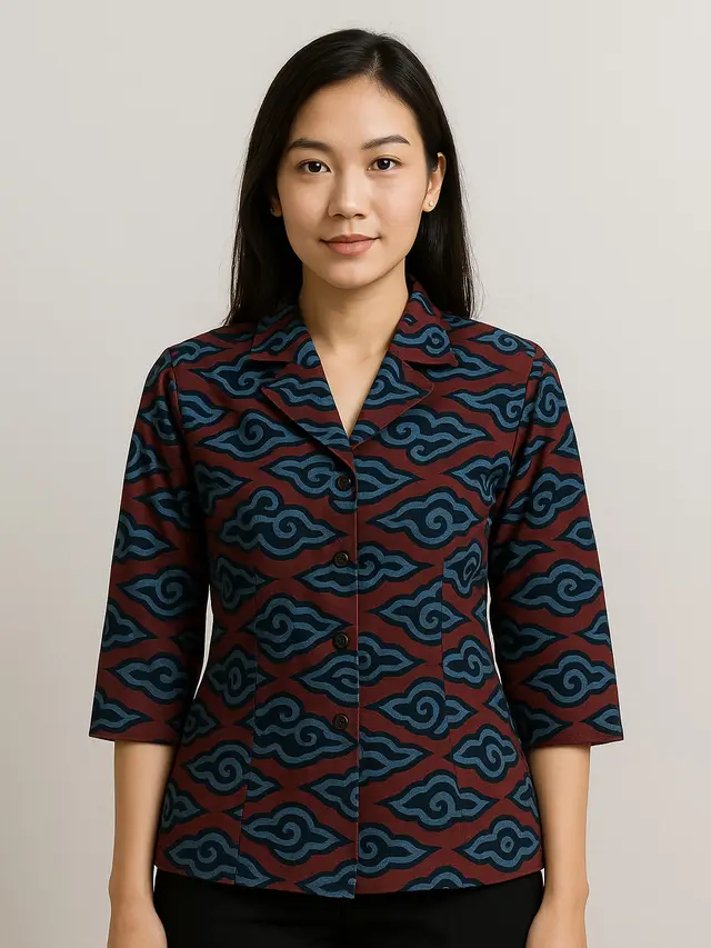 7 Model Baju Batik Mega Mendung Wanita untuk Kerja Kantoran, Makin Stylish - Hot berita69.org