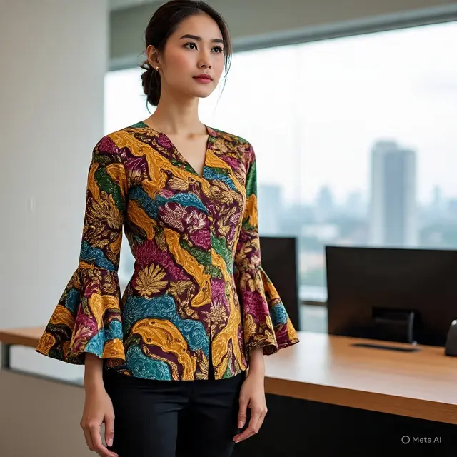 8 Tren Batik Lengan Lonceng Dua Tingkat Modern untuk Kerja, Kekinian - Hot berita69.org