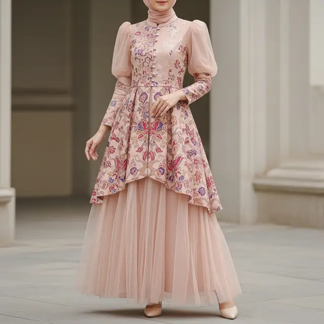 9 Model Dress Batik Brokat Lengan Puff 2025, Pilihan Busana Elegan - Hot berita69.org