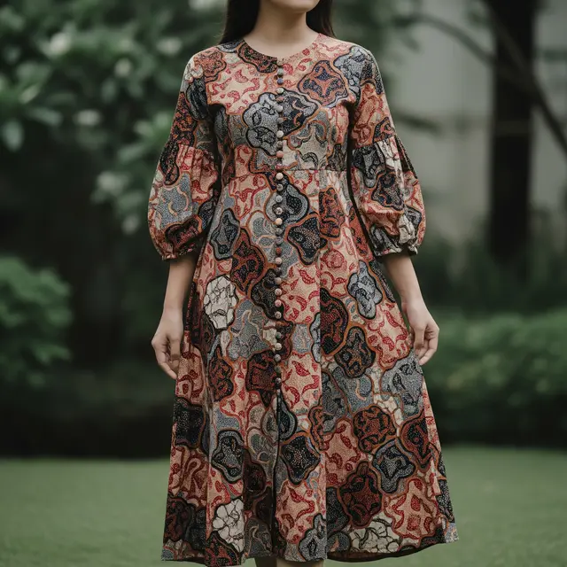 9 Model Dress Batik Lengan Bishop, Tren Busana Anggun di 2025 - Hot berita69.org