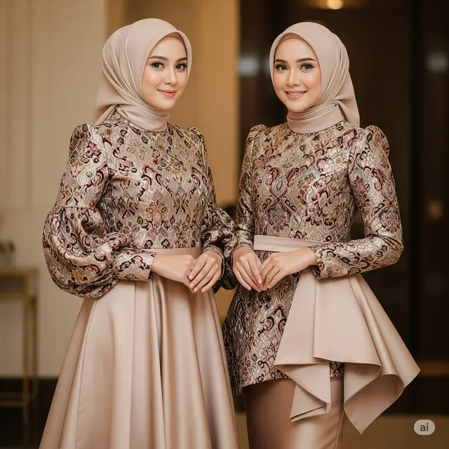 9 Model Gamis Kombinasi Satin Glossy dan Brukat 2025, Elegan, Mewah, dan Trendi - Hot berita69.org