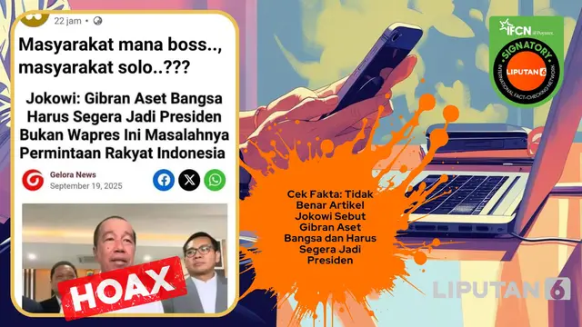 Cek Fakta: Hoaks Artikel Jokowi Sebut Gibran Aset Bangsa dan Harus Segera Jadi Presiden - Cek Fakta berita69.org