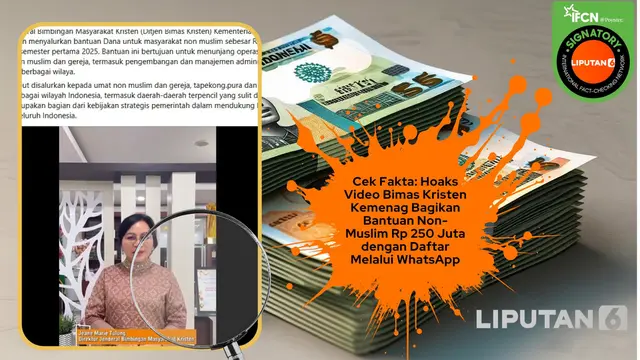 Cek Fakta: Hoaks Pendaftaran Bantuan Non-Muslim Rp 250 Juta hingga Rp 1 Miliar dari Bimas Kristen Kemenag dengan Daftar Melalui WhatsApp - Cek Fakta berita69.org