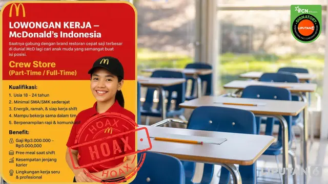 Cek Fakta: Hoaks Pengumuman Lowongan Kerja Kru McDonald's Indonesia - Cek Fakta berita69.org