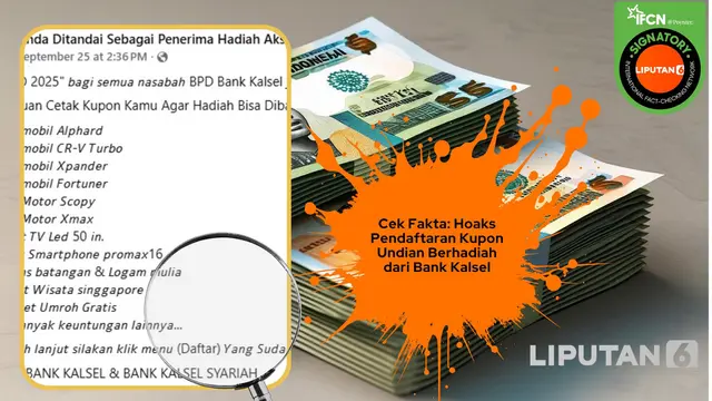 Cek Fakta: Hoaks Tautan Pendaftaran Kupon Berhadiah dari Bank Kalsel - Cek Fakta berita69.org