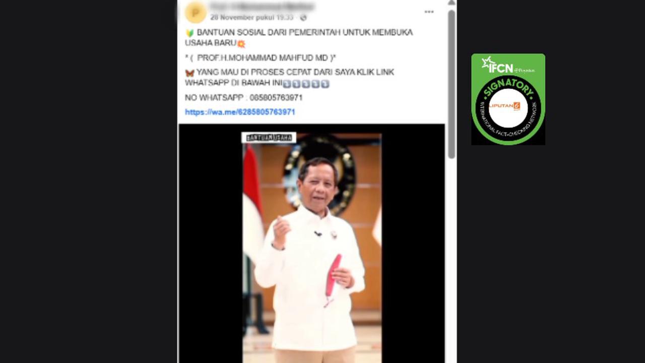 Cek Fakta: Hoaks Video Mahfud Md Bagikan Bantuan Modal untuk Membuka Usaha