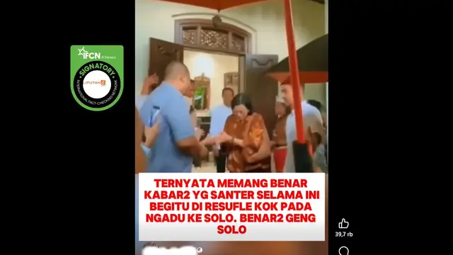 Cek Fakta: Tidak Benar di Video Ini Sri Mulyani Sowan ke Solo Usai Reshuffle Kabinet - Cek Fakta berita69.org
