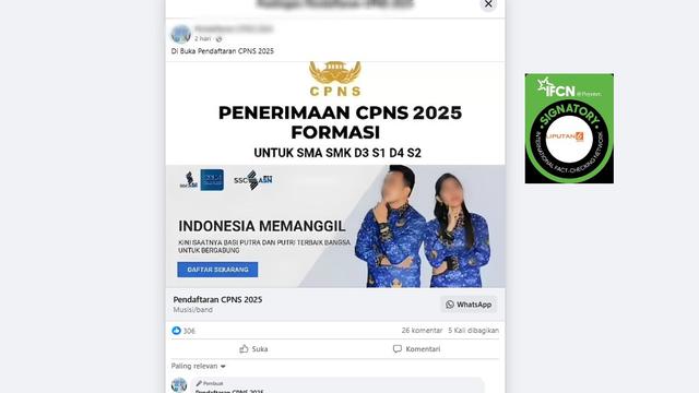 Cek Fakta: Tidak Benar Ini Tautan Pendaftaran CPNS 2025 untuk Lulusan SMA hingga S2 - Cek Fakta berita69.org