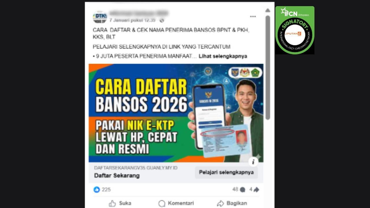 Cek Fakta: Tidak Benar Link Ini Pendaftaran Bansos 2026