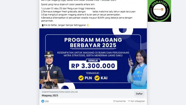 Cek Fakta: Tidak Benar Link Ini Pendaftaran Magang Berbayar 2025 - Cek Fakta berita69.org