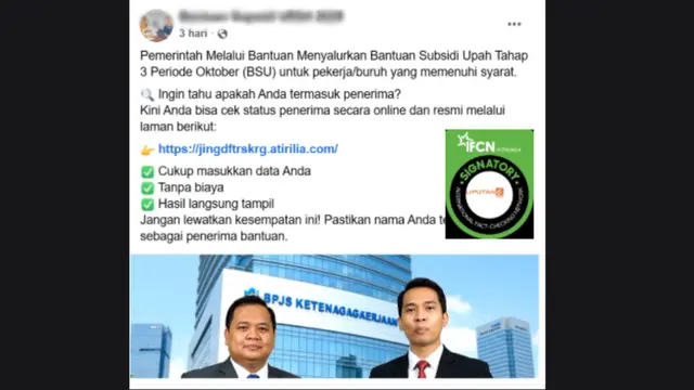 Cek Fakta: Tidak Benar Link Ini untuk Cek Penerima BSU Periode Oktober - Cek Fakta berita69.org