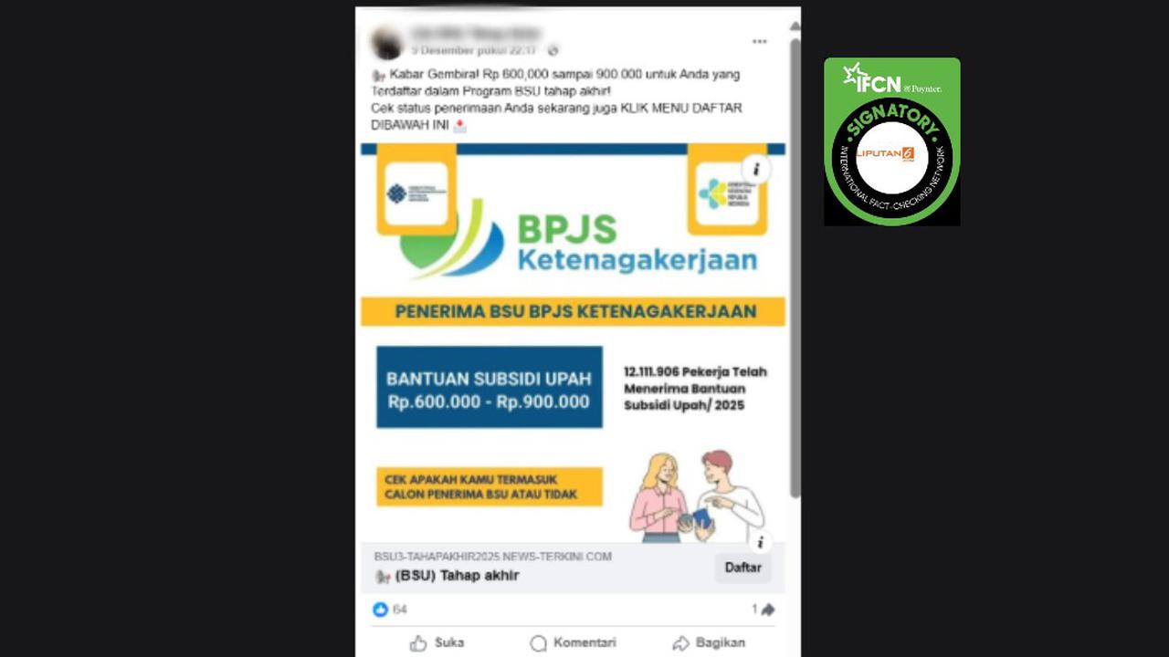 Cek Fakta: Tidak Benar Link Ini untuk Mengecek Status Penerima BSU