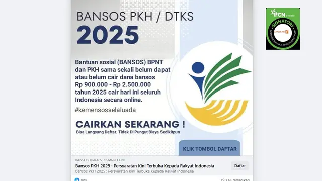 Cek Fakta: Tidak Benar Link Pendaftaran Bansos PKH 2025 - Cek Fakta berita69.org