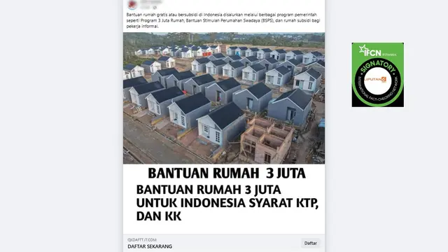 Cek Fakta: Tidak Benar Link Pendaftaran Bantuan Rumah Gratis atau Subsidi - Cek Fakta berita69.org