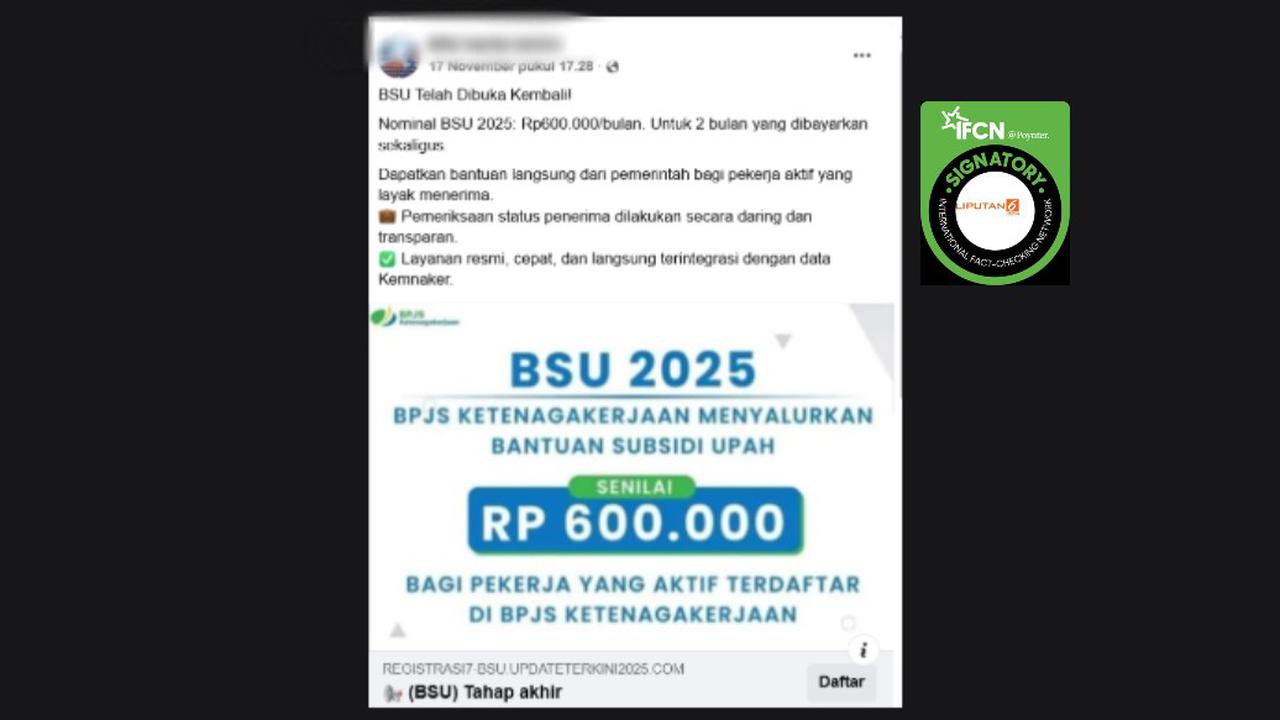 Cek Fakta: Tidak Benar Link Pendaftaran BSU 2025 Sebesar Rp 600.000