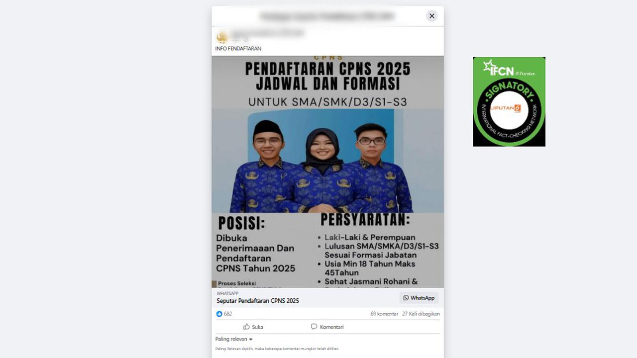 Cek Fakta: Tidak Benar Link Pendaftaran CPNS 2025 untuk Usia 18-45 Tahun