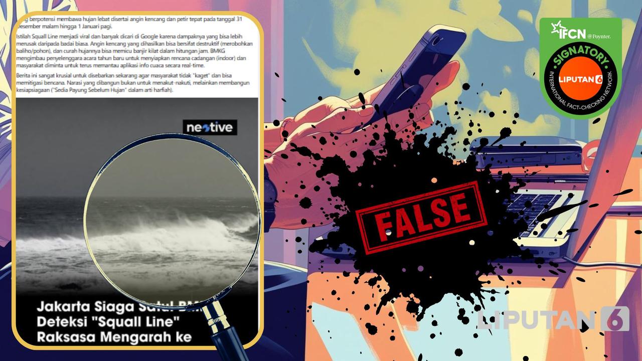 Cek Fakta: Tidak Benar Peringatan BMKG Fenomena Squall Line Bawa Hujan Lebat, Angin Kencang dan Petir di Jakarta