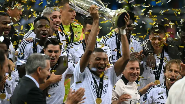 Cetak Gol Debut, Kylian Mbappe Antar Real Madird Juara Piala Super Eropa 2024 - Bola berita69.org
