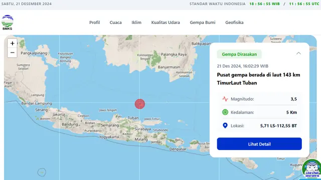 Gempa Hari Ini Sabtu 21 Desember 2024 Terjadi 5 Kali, Guncang Banten hingga Tuban - News berita69.org
