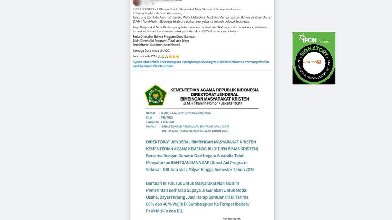 Kumpulan Hoaks Bantuan Catut Kemenag dan Australia yang Beredar di Medsos, Simak Daftarnya