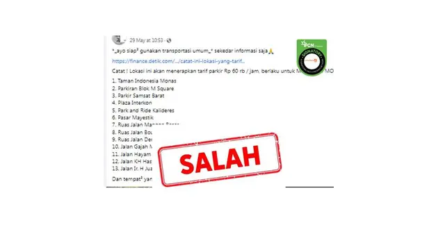 Kumpulan Hoaks Seputar Tarif Parkir yang Sempat Viral, Simak Faktanya - Cek Fakta berita69.org