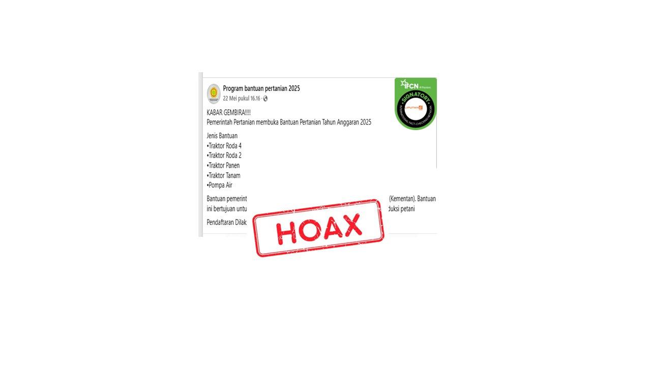 Waspada Hoaks Tipu daya Program Bantuan Catut Nama Kementan, Simak Daftarnya